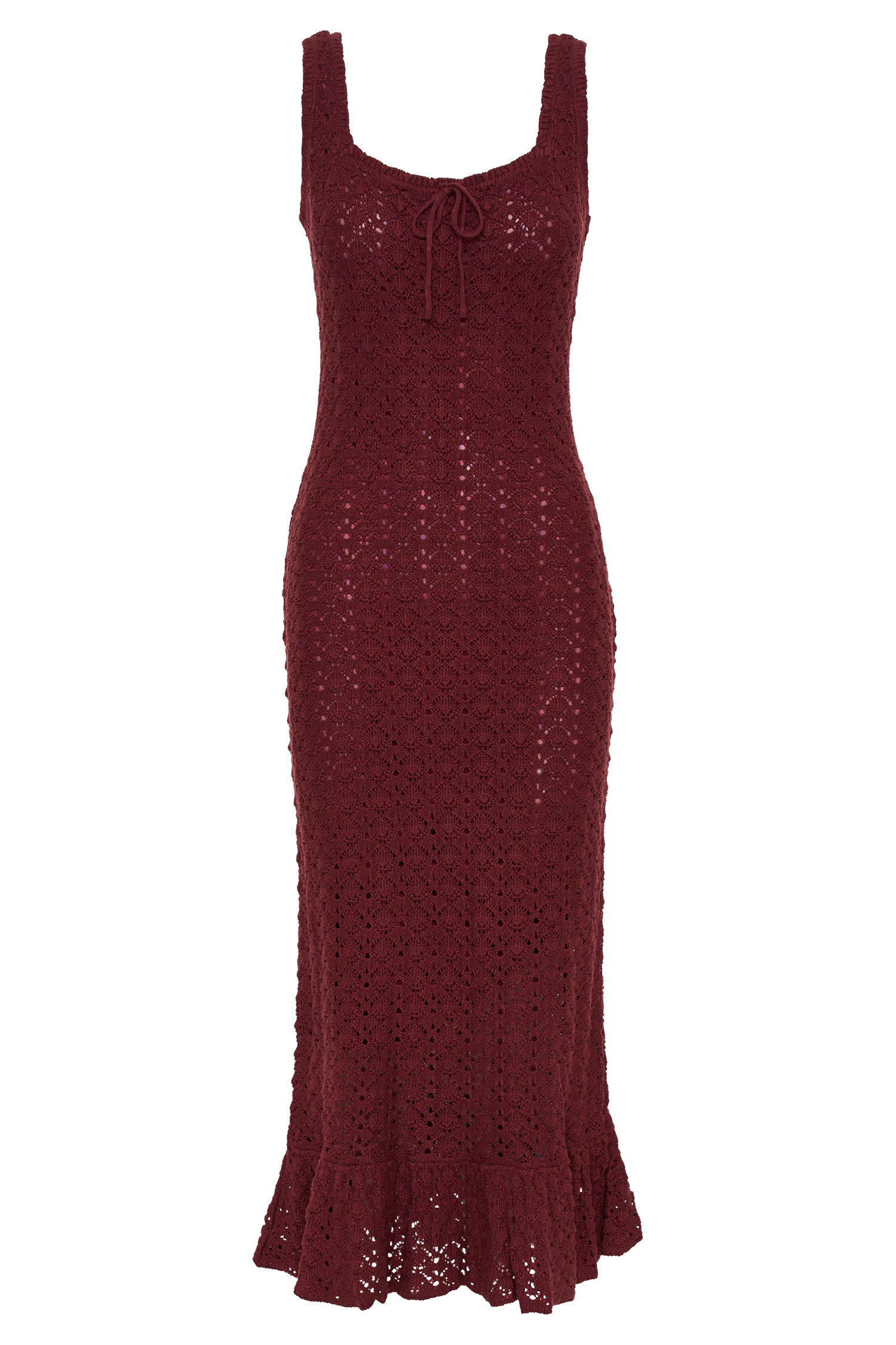 Sylvie Frill Knit Midi Dresses - Wine #7