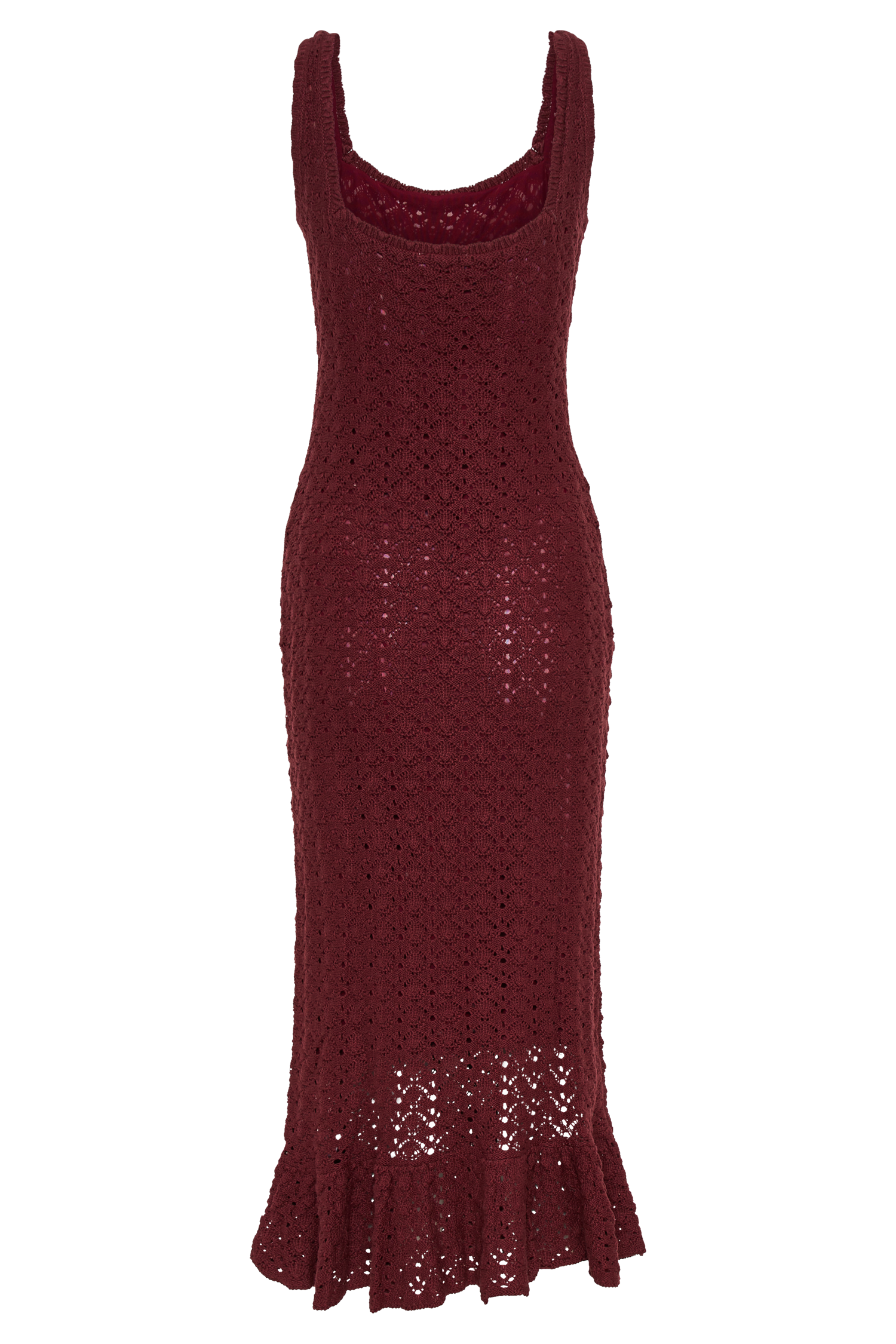 Sylvie Frill Knit Midi Dresses - Wine #6