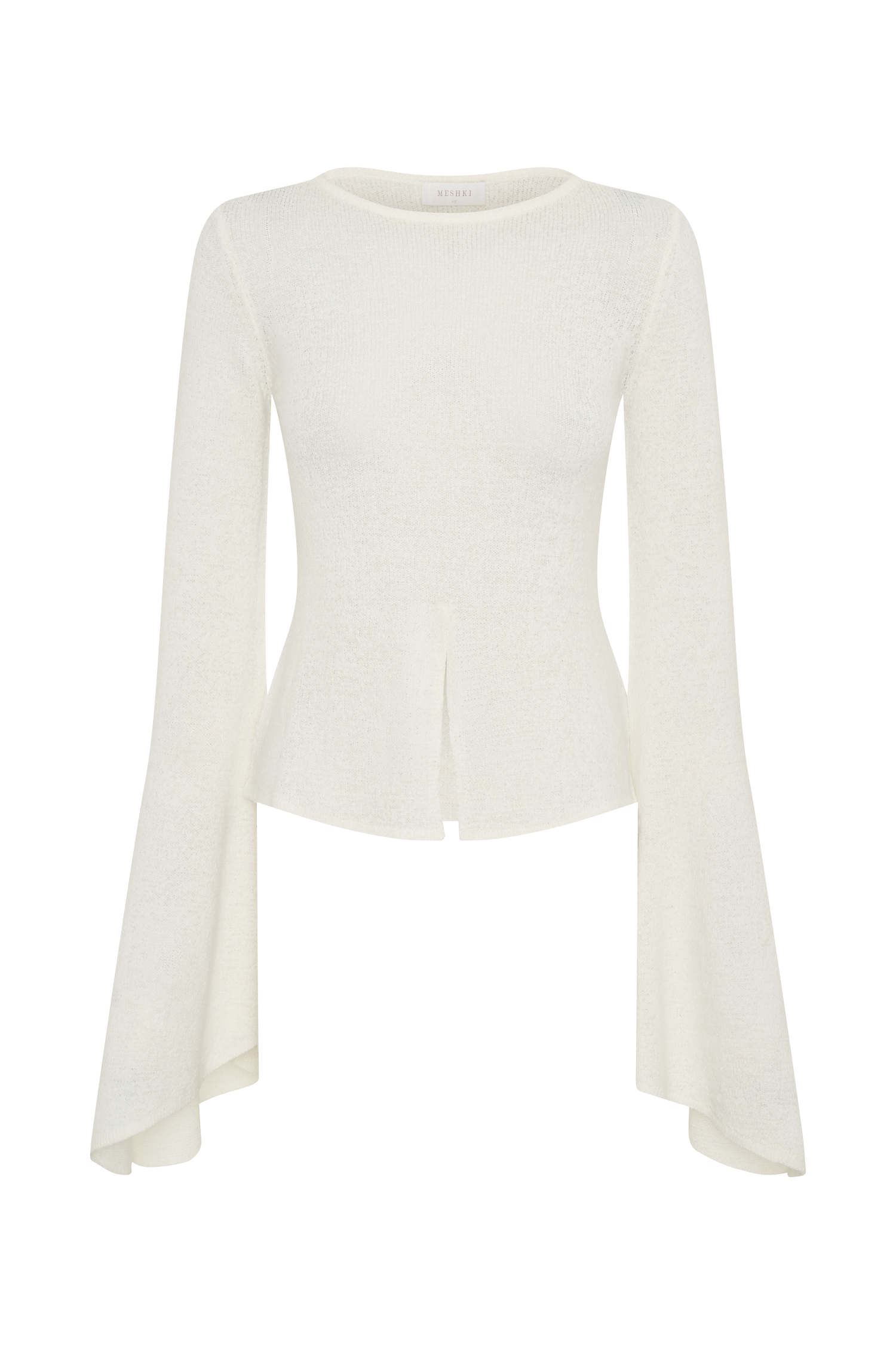 Carey Knit Flare Sleeve Top - Ivory | MESHKI