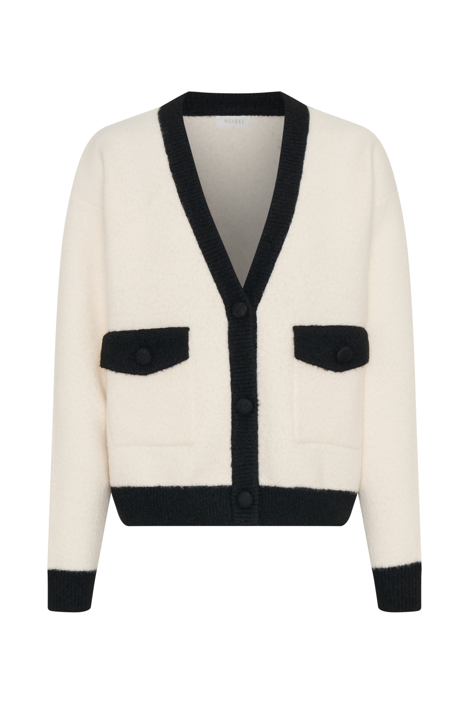 Evangeline Oversized Knit Cardigan - Black/White #10