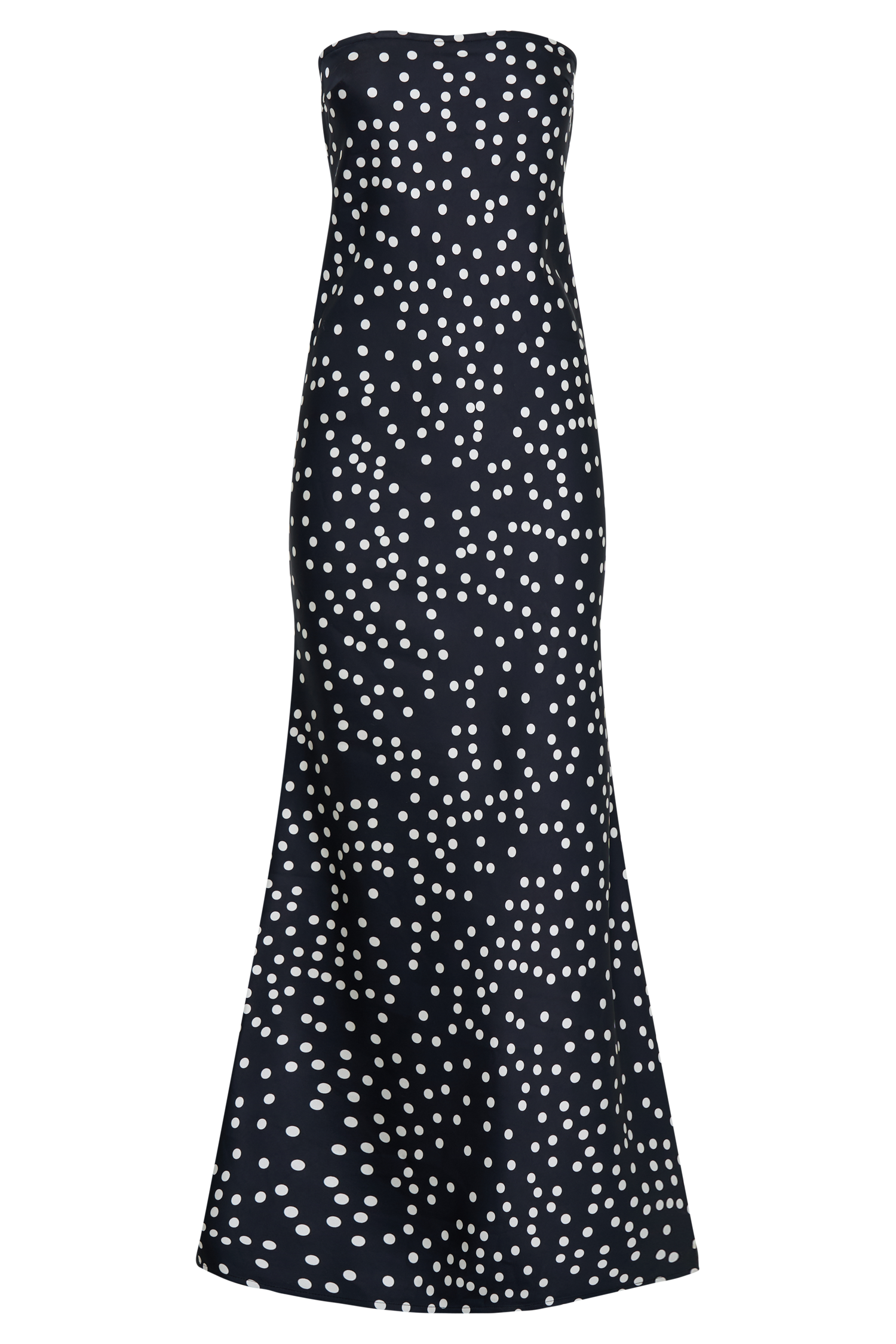 Claudette Strapless Satin Maxi Dress - Black Polka Dot Print #6