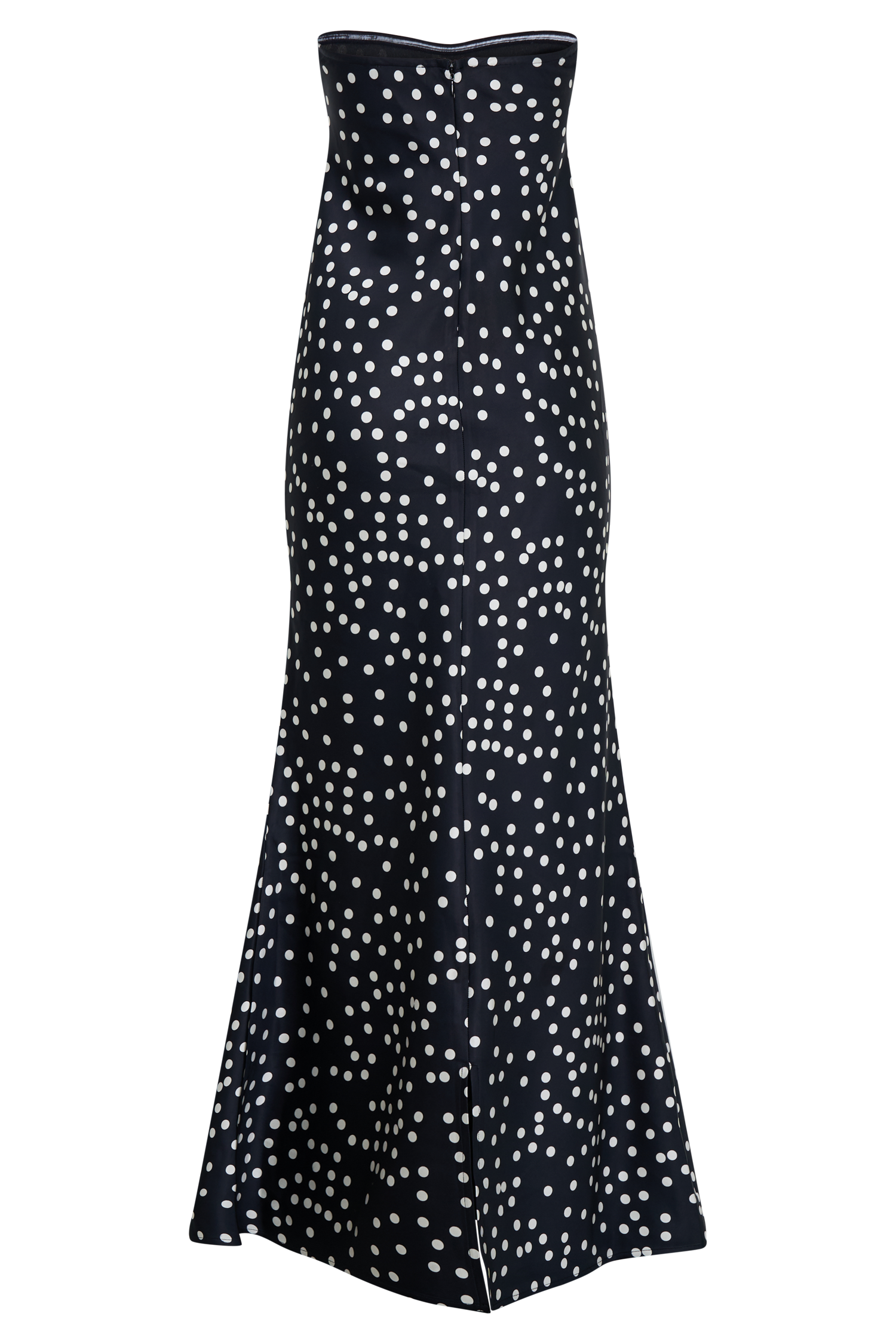 Claudette Strapless Satin Maxi Dress - Black Polka Dot Print #5