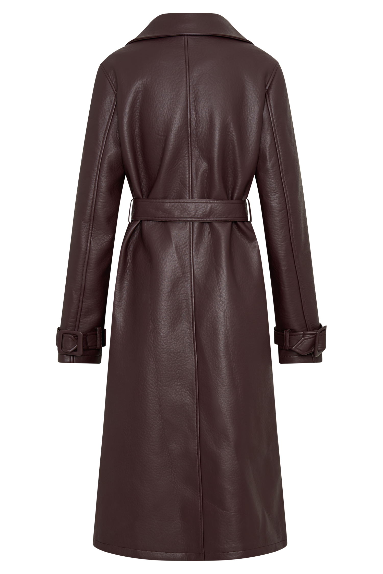 Tarah Faux Leather Trench Coat Cacao Brown MESHKI