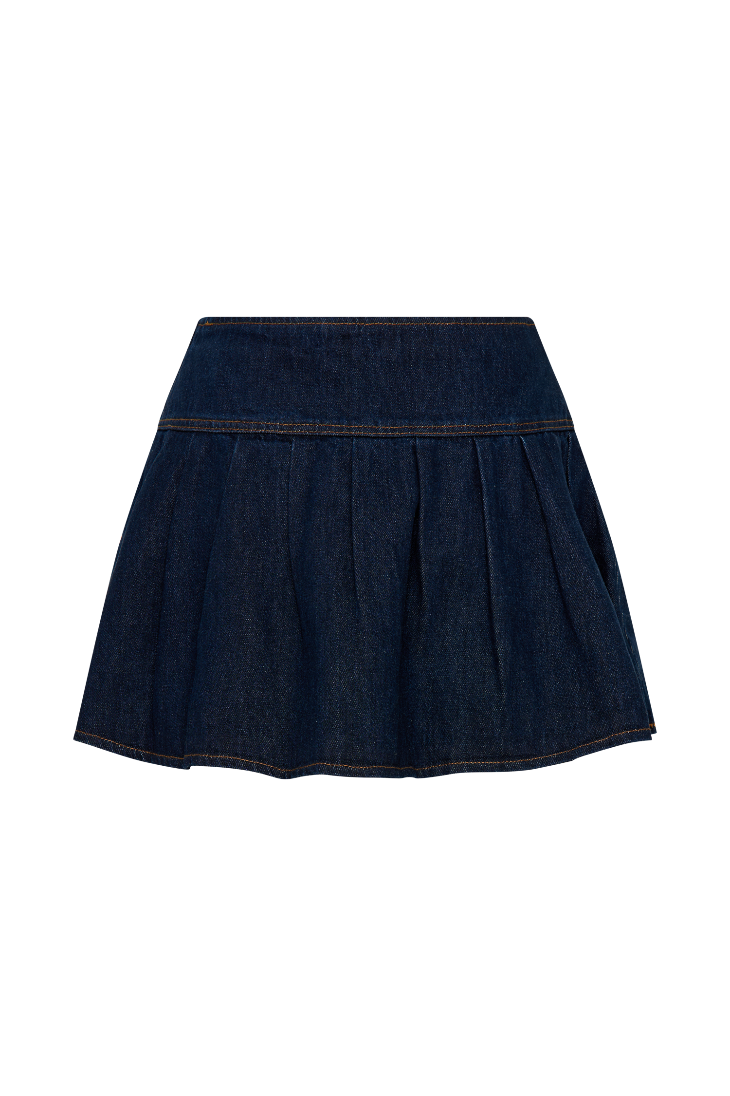 Candice Pleated Denim Mini Skirt Indigo Blue MESHKI