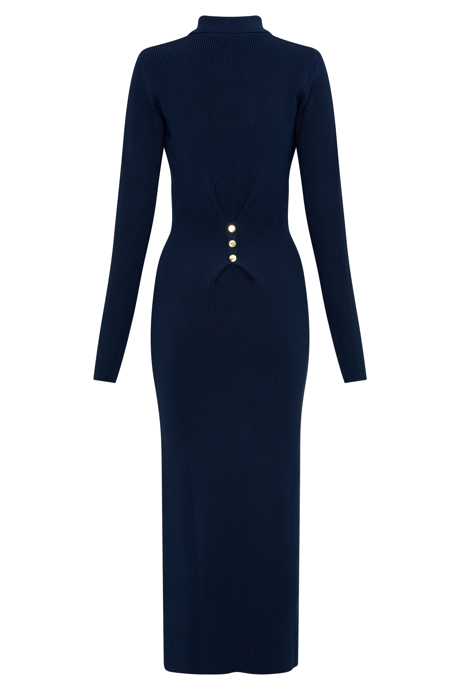 Abbey Buttoned Knit Midi Dress Navy MESHKI