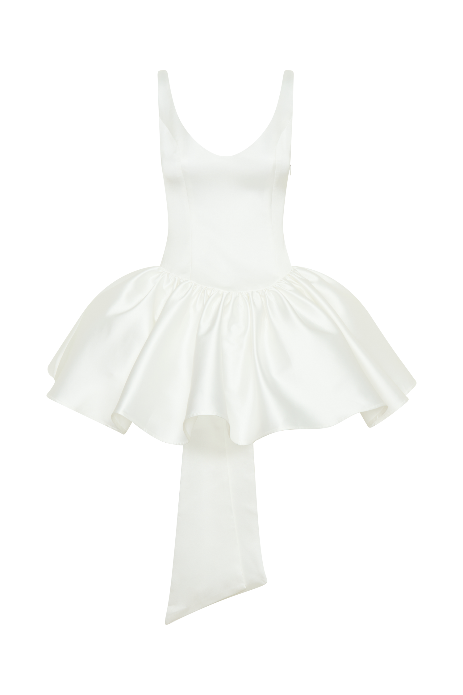Felicia Satin Mini Dress With Bow White MESHKI