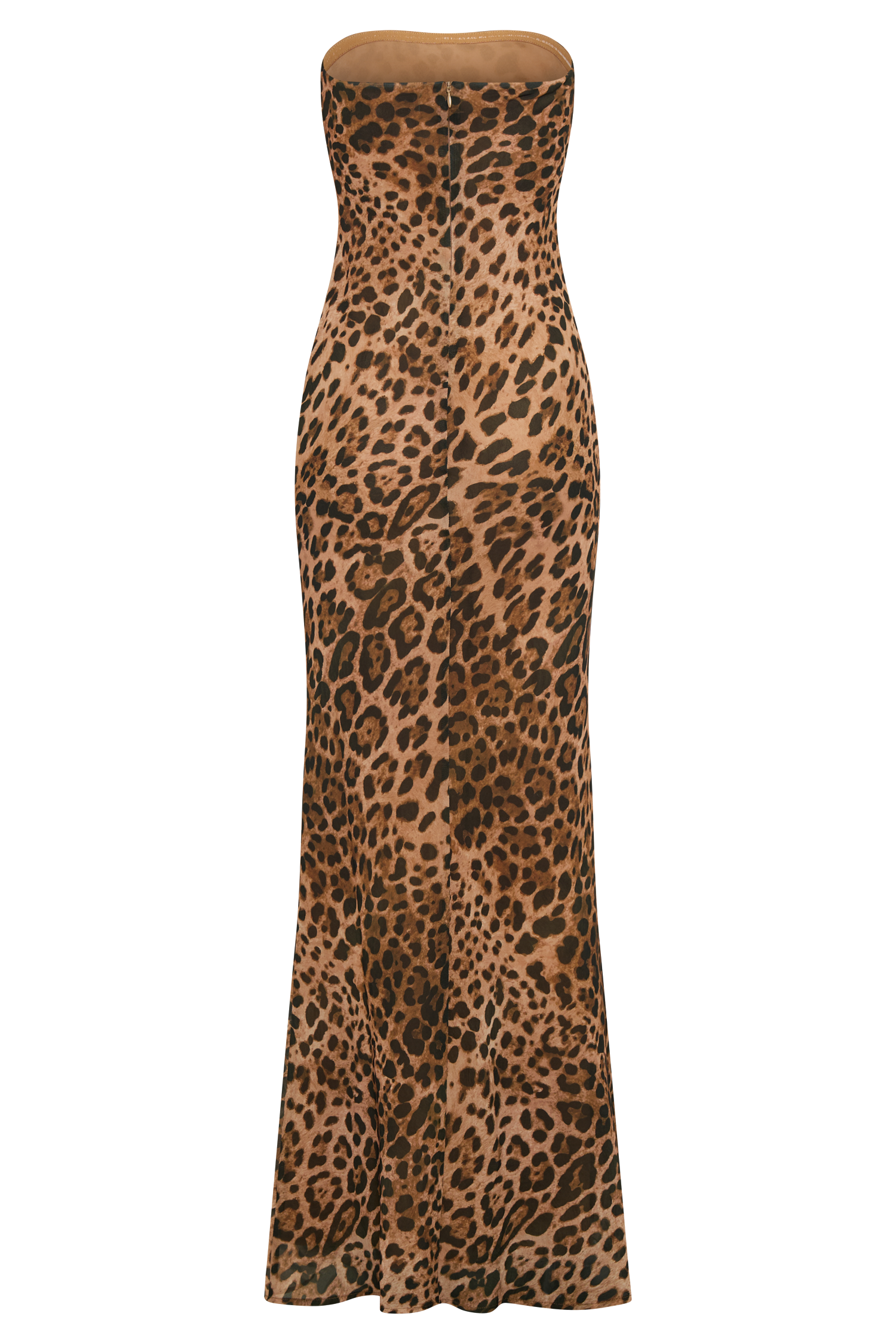 Breanna Strapless Chiffon Maxi Dress Leopard Print MESHKI
