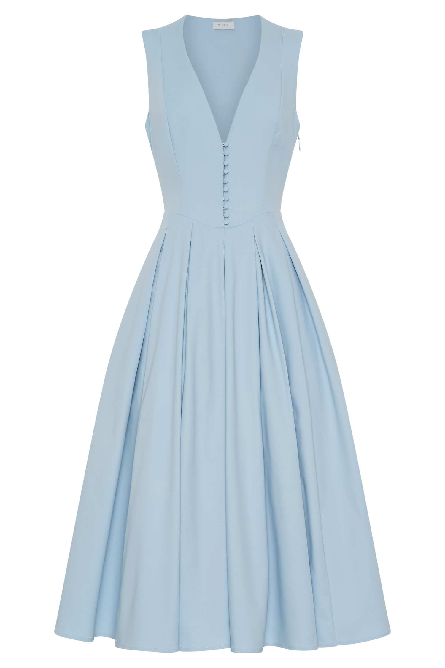 Keely Cotton Sleeveless Midi Dress Sky Blue MESHKI