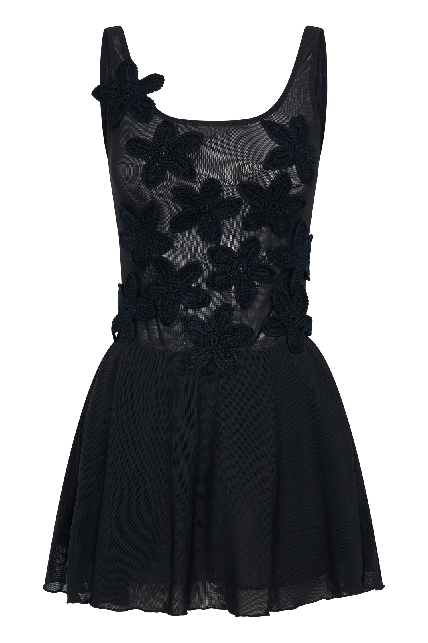 princess polly baby blue dress Melanie Mesh Mini Dress With Flowers - Black