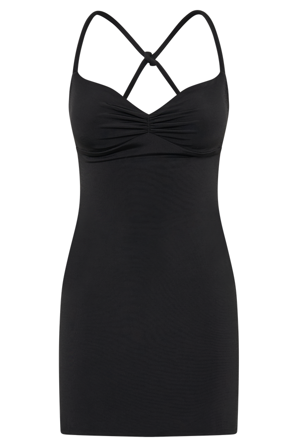 Amirah Slinky Backless Mini Dress - Black