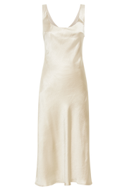 Tamara Satin Iridescent Slip Midi Dress - Gold