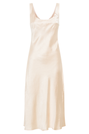 Tamara Satin Iridescent Slip Midi Dress - Apricot
