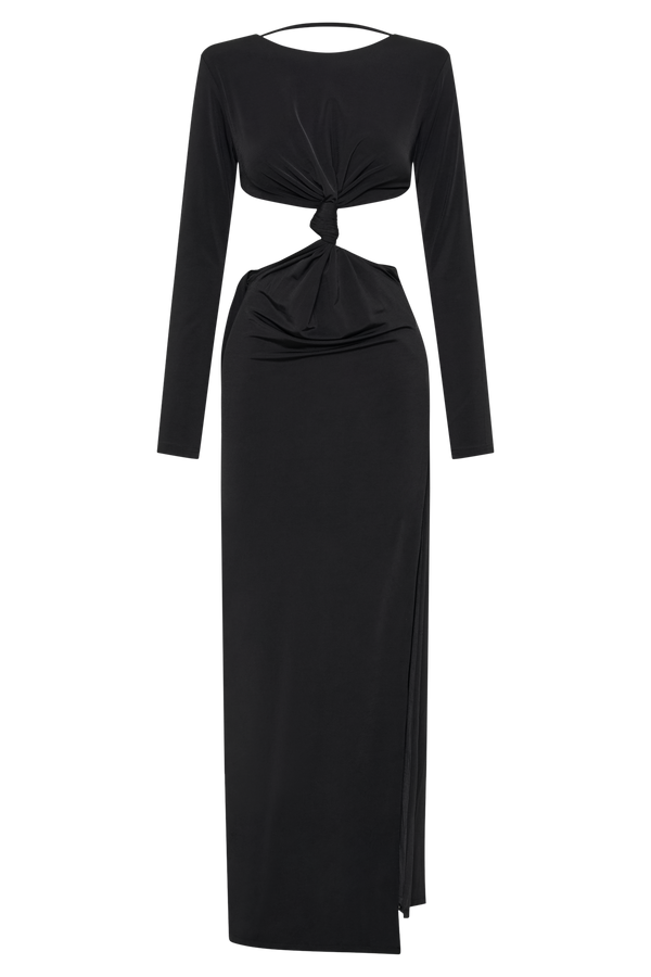 Kiandra Slinky Knot Maxi Dress - Black