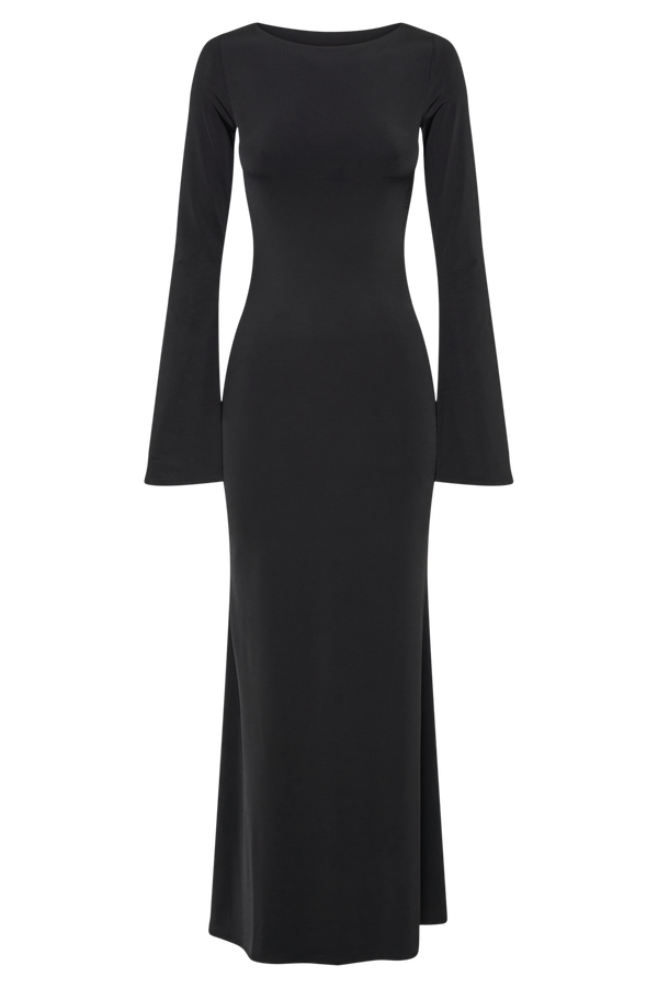 Tarna Slinky Fishtail Maxi Dress - Black