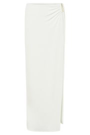 Suri Slinky Maxi Skirt With Gold Hardware - White