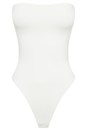 Leighton Recycled Nylon Strapless Bodysuit - White