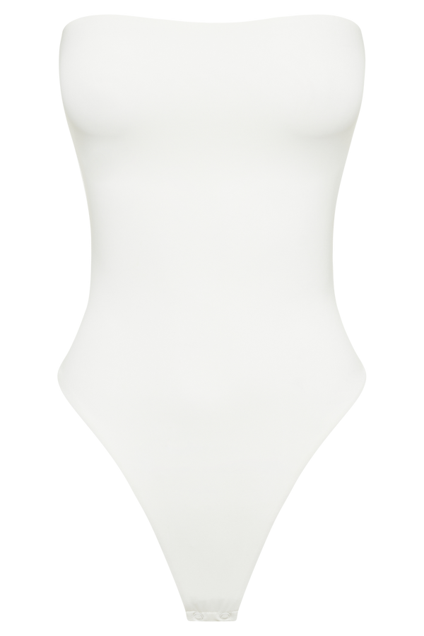 Leighton Recycled Nylon Strapless Bodysuit - White