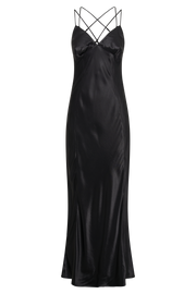 Makari Satin Maxi Dress - Black
