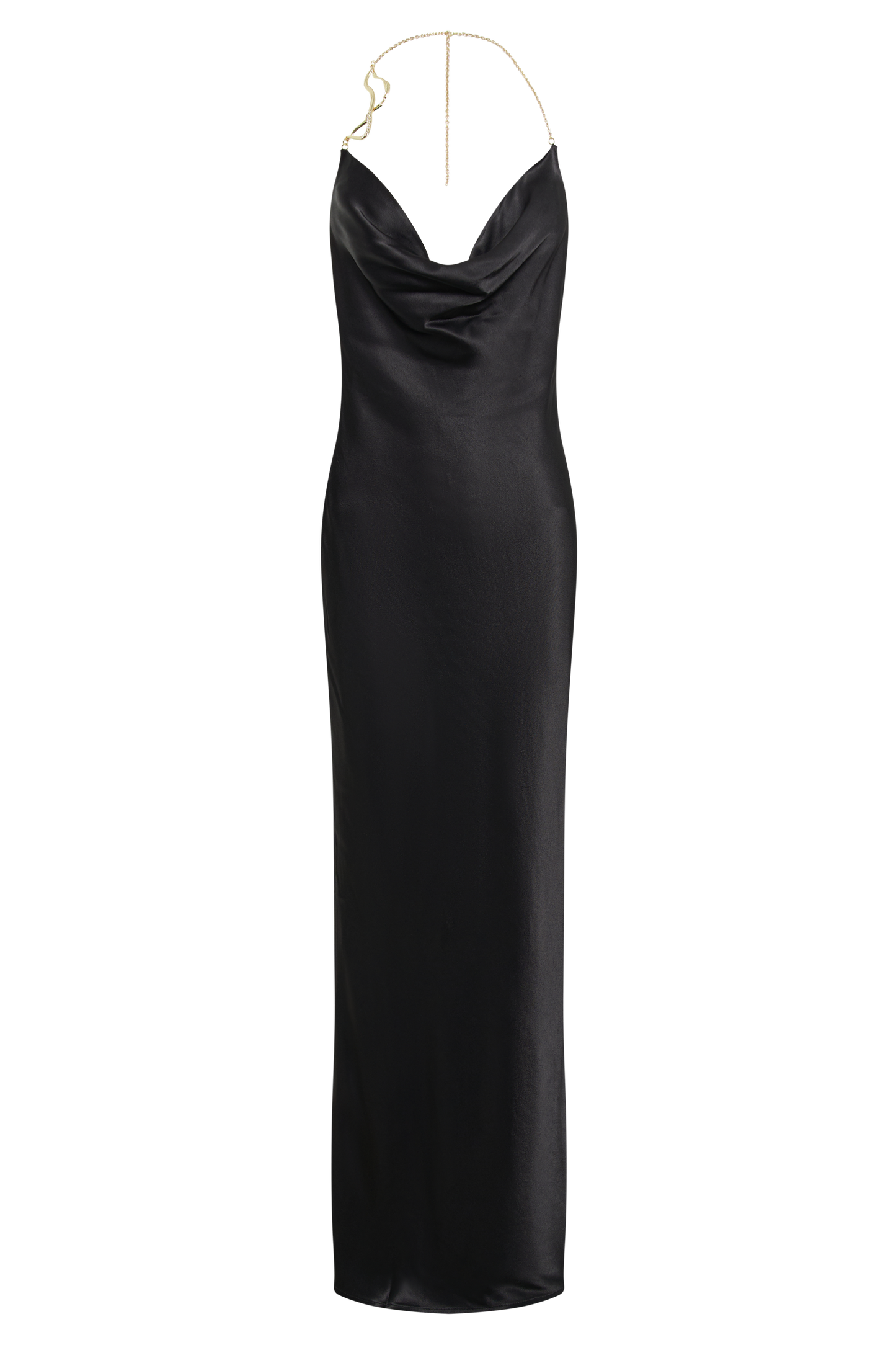 Melissa Satin Cowl Front Maxi Dress - Black