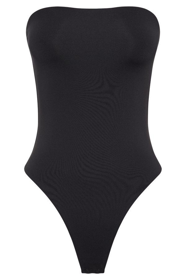 Leighton Recycled Nylon Strapless Bodysuit - Black