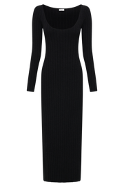 Zinnia Knit Maxi Dress With Split - Black