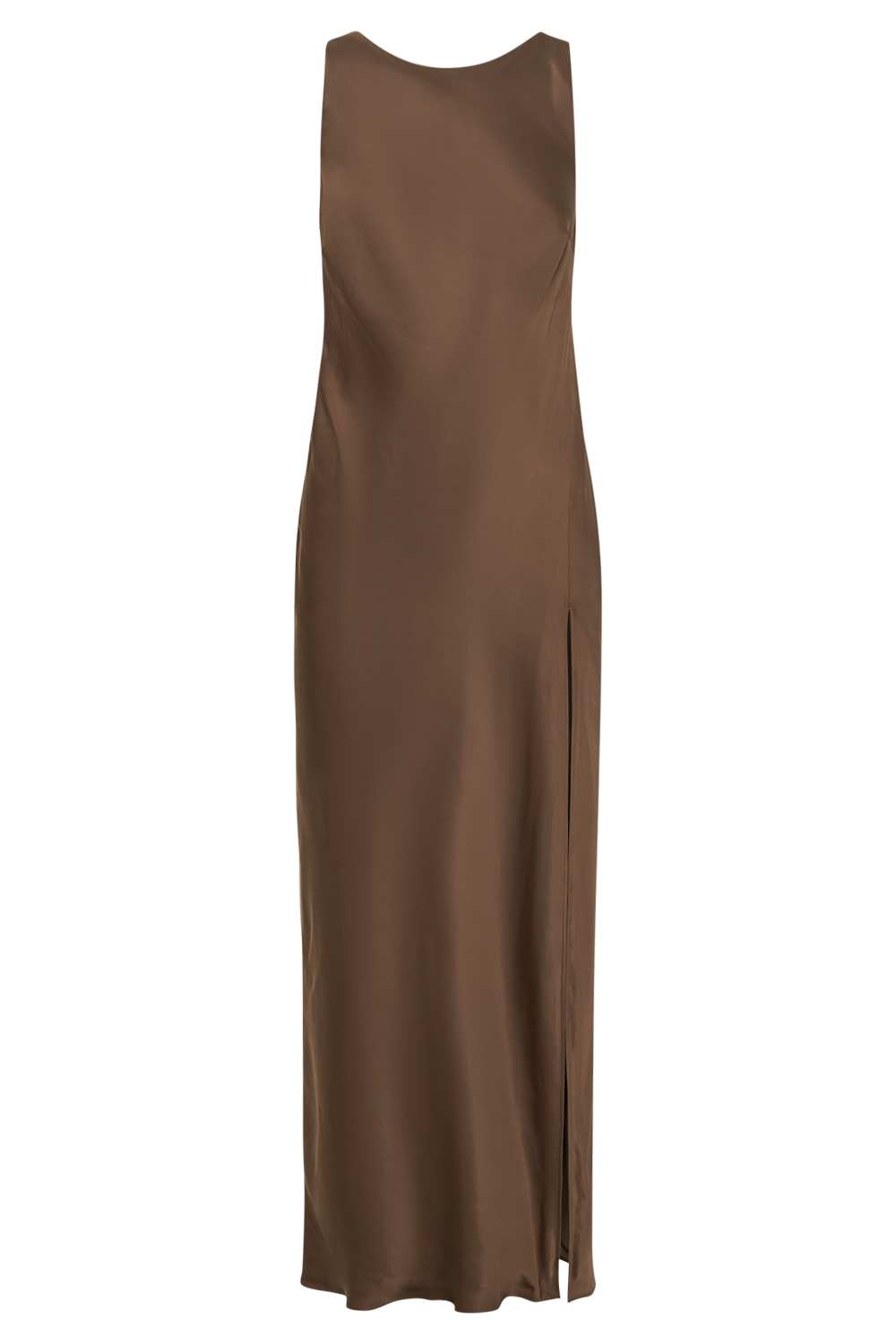Gemima Satin Maxi Dress With Split - Mocha