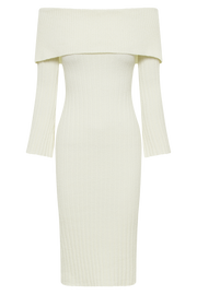 Stefania Off Shoulder Knit Dress - White