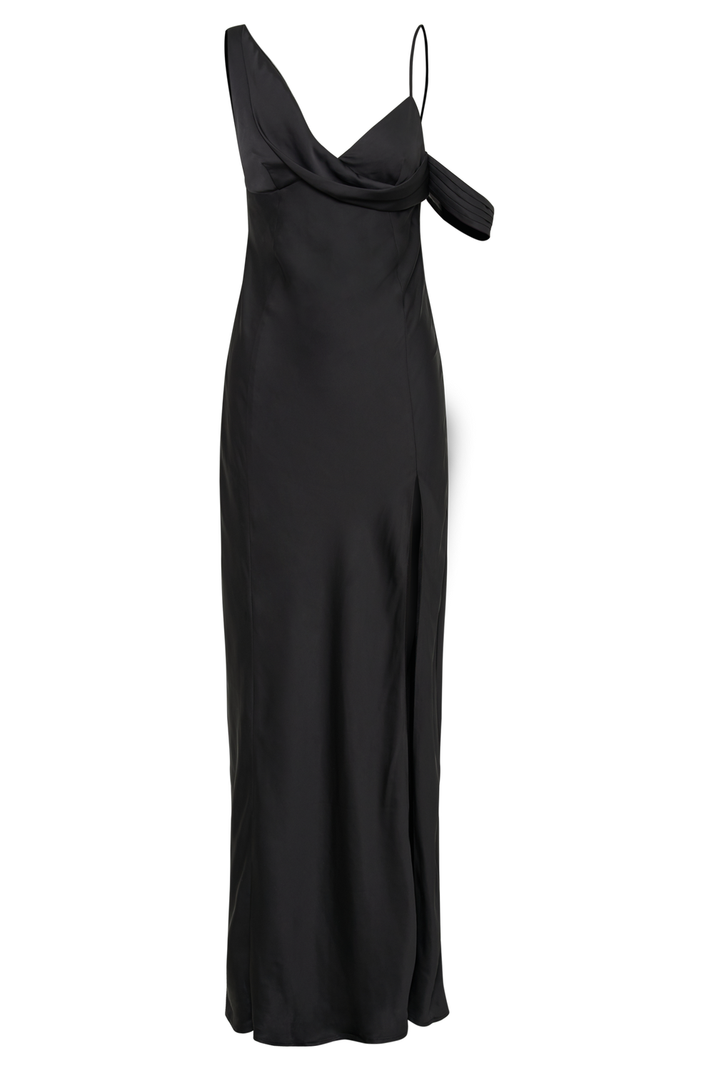 Soleil Satin Off Shoulder Maxi Dress - Black