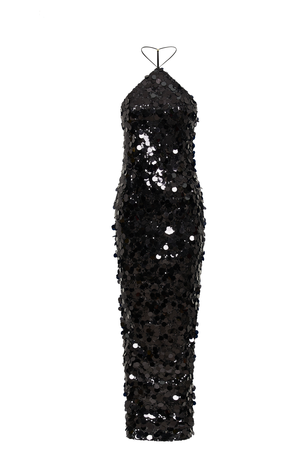 April Sequin Halter Maxi Dress - Black