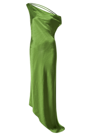 Yvette Slip Maxi Dress With Asymmetrical Hem - Emerald