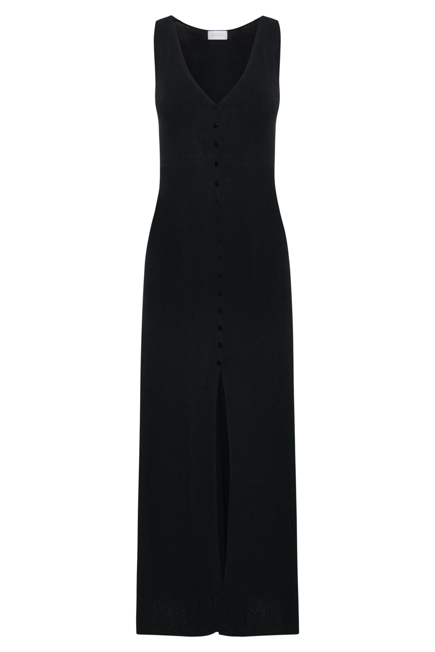 Antonia Buttoned Knit Maxi Dress - Black