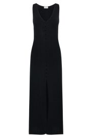 Antonia Buttoned Knit Maxi Dress - Black