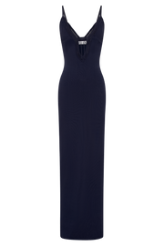 Maia Pointelle Knit Maxi Dress - Navy