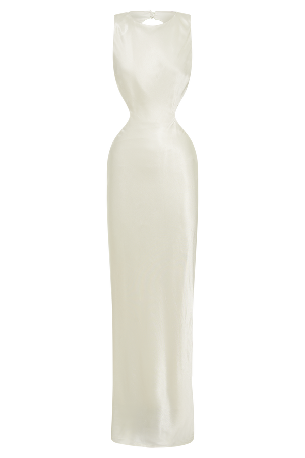 Electra Satin Cut Out Maxi Dress - Ivory