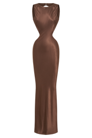 Electra Satin Cut Out Maxi Dress - Mocha