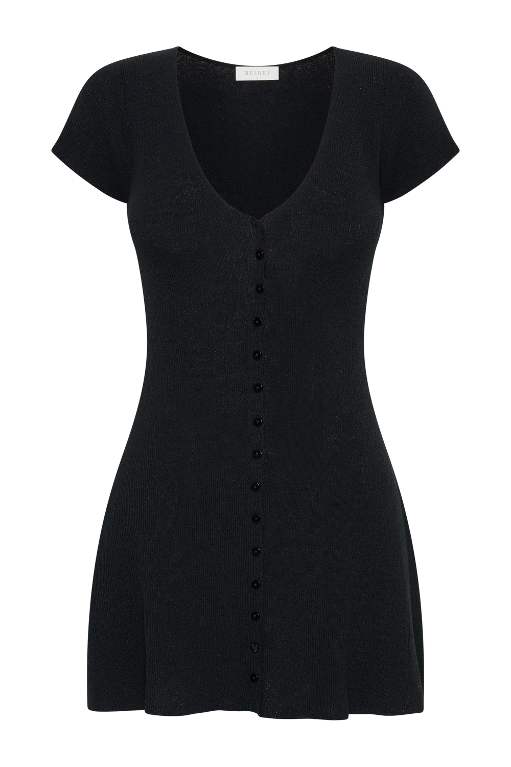 Paula Buttoned Knit Mini Dress - Black