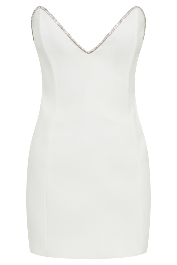 Madi Suiting Mini Dress With Diamante Rope - White