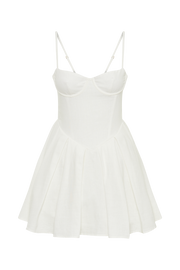 Dorinda Pleated Linen Mini Dress - White