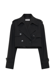 Palmer Cropped Trench Coat - Black