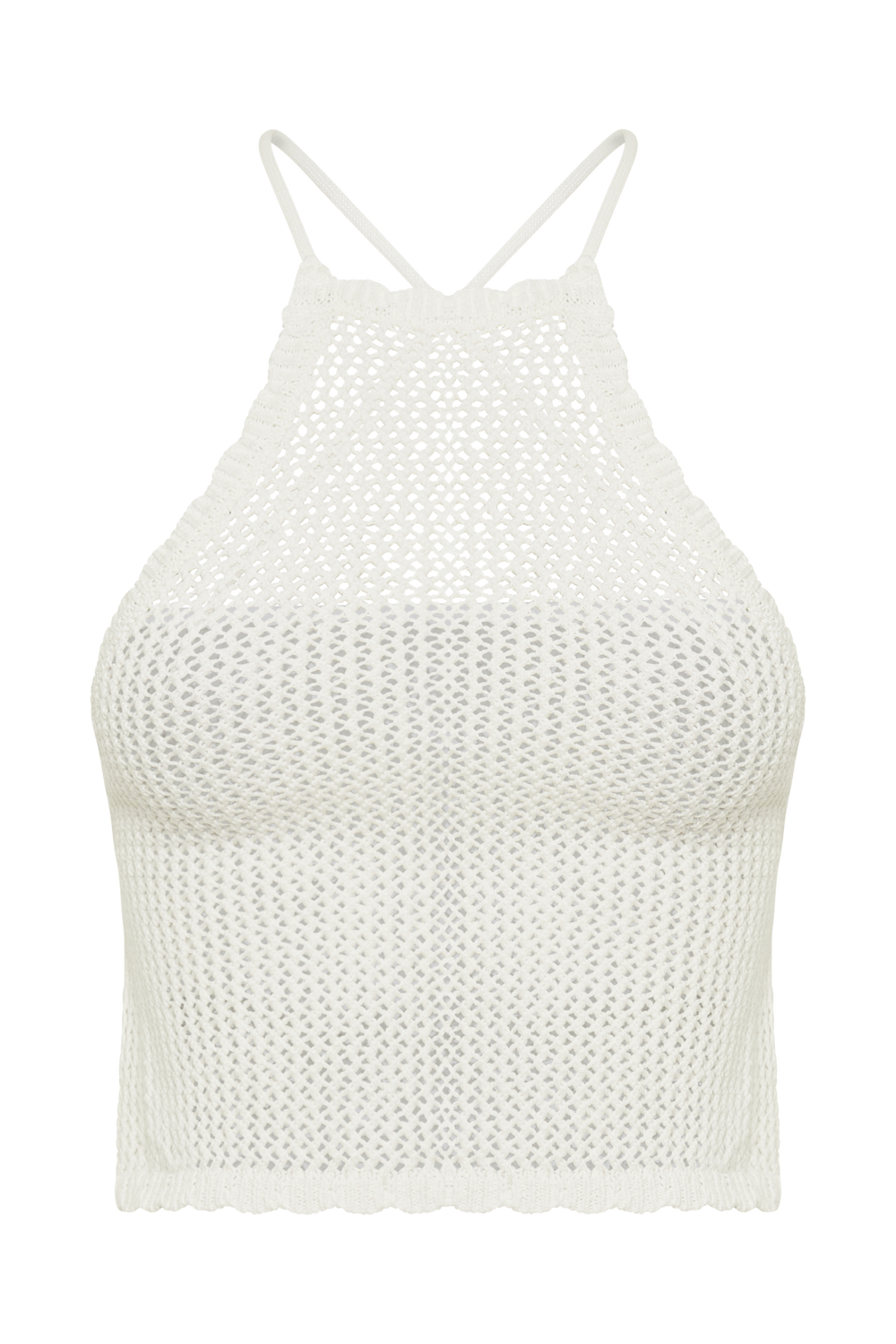 Sylvana Crochet Halter Top - White