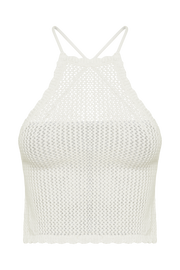 Sylvana Crochet Halter Top - White