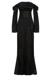Ivanna Off Shoulder Chiffon Maxi Dress - Black
