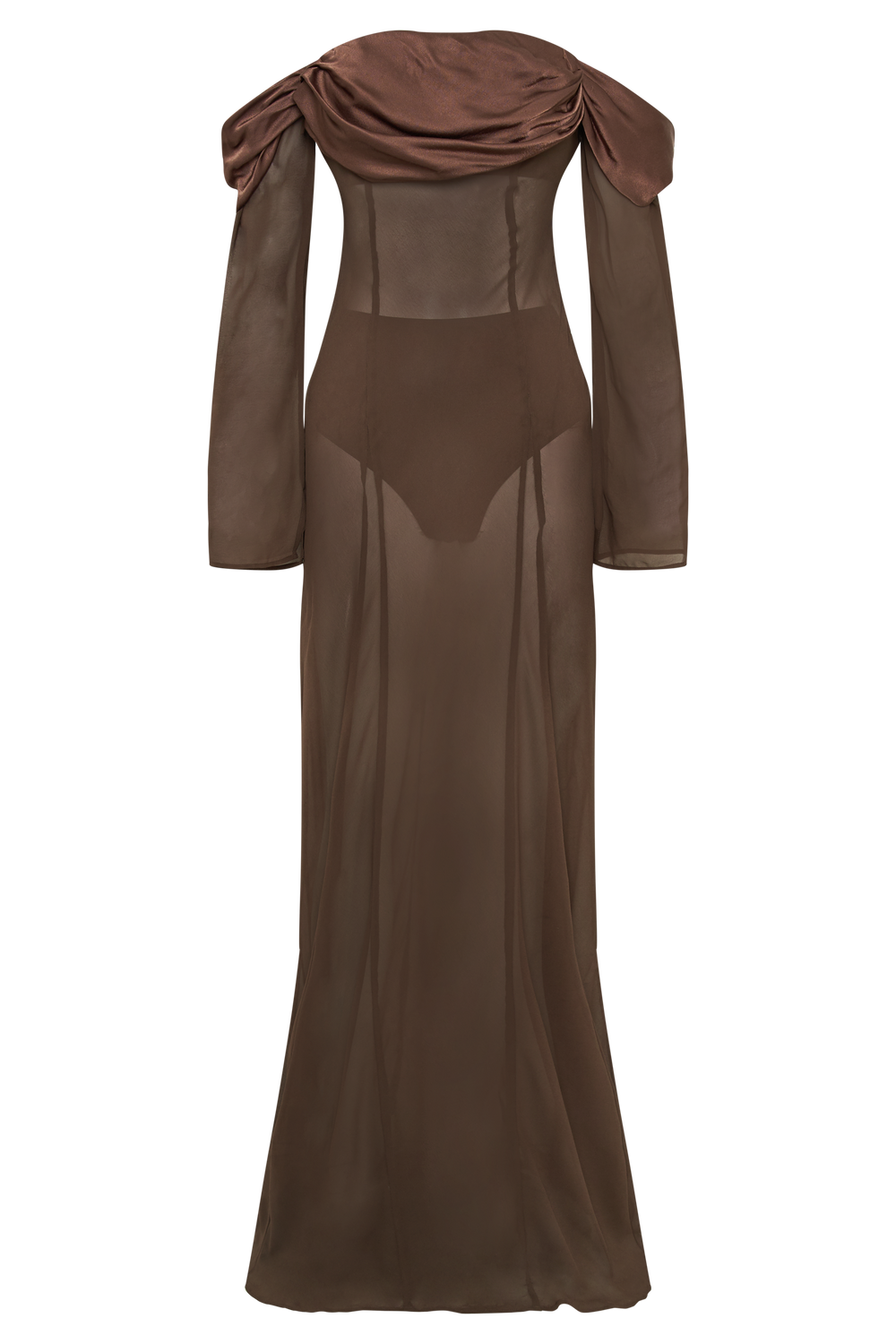 Ivanna Off Shoulder Chiffon Maxi Dress - Mocha