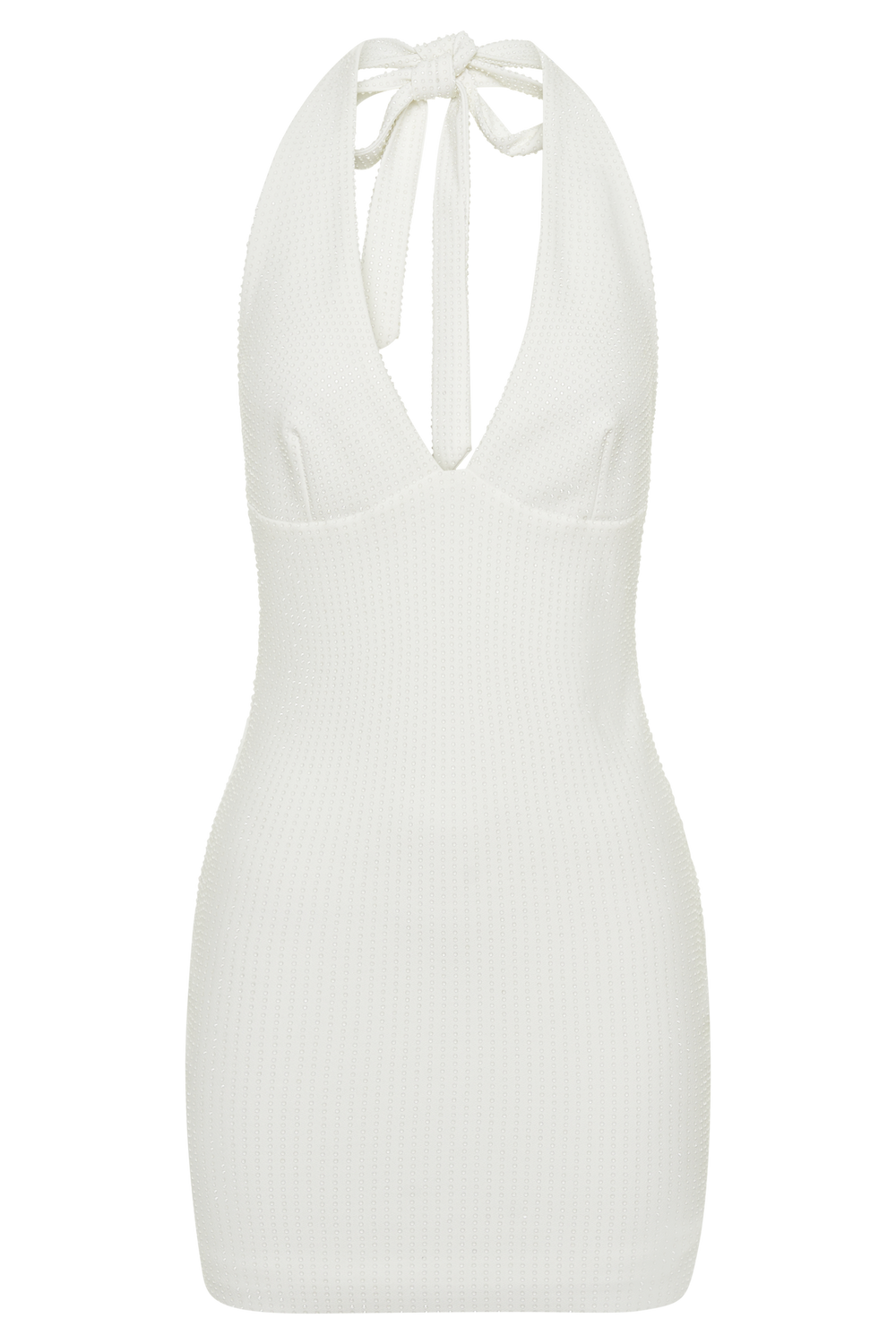 Seina Diamante Halter Mini Dress - White