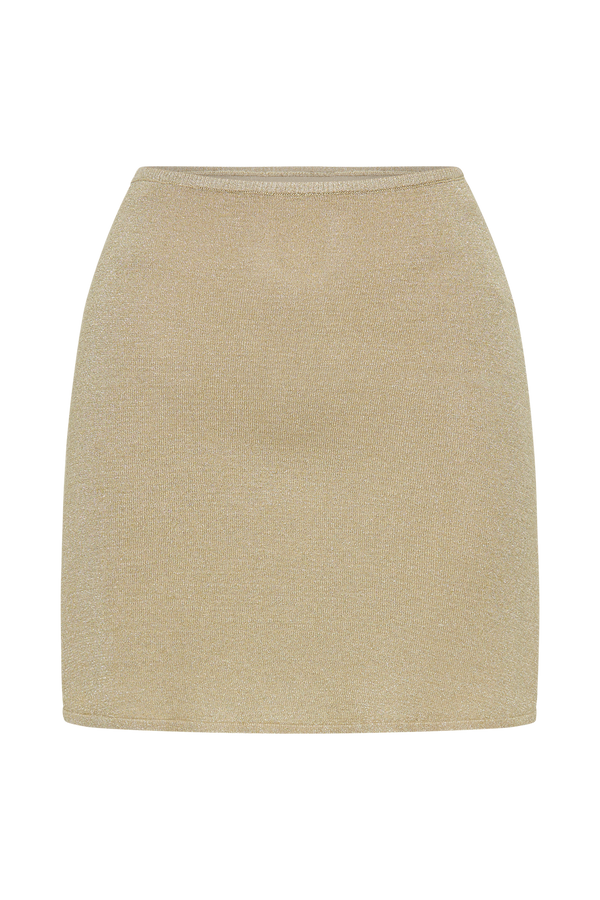 Reynalda A-Line Knit Mini Skirt - Gold