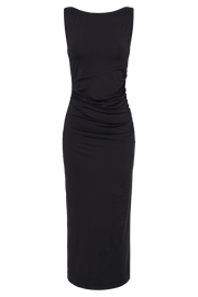 Rosita Recycled Nylon Backless Midi Dress - Black