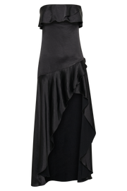 Sulianna Strapless Ruffle Midi Dress - Black
