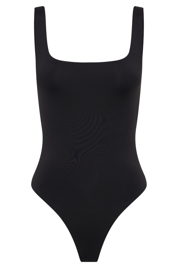 Charlie Recycled Nylon Scoop Neck Bodysuit - Black