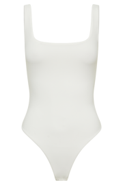 Charlie Recycled Nylon Scoop Neck Bodysuit - White