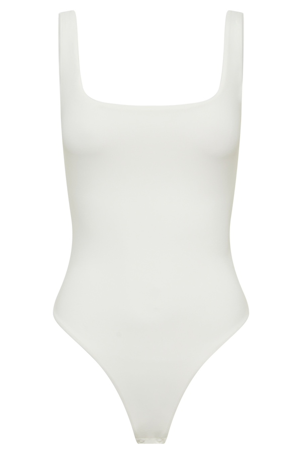 Charlie Recycled Nylon Scoop Neck Bodysuit - White